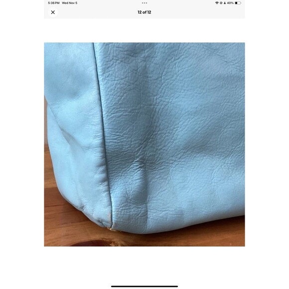 Fossil Sydney Brown sky blue Real Leather Shoulder Tote Shopper Carryall Bag - Picture 12 of 12